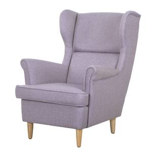 Fauteuil à oreilles Juna III Tissu Beige - Lilas - Sans repose-pieds