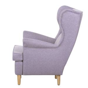 Fauteuil à oreilles Juna III Tissu Beige - Lilas - Sans repose-pieds