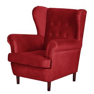 Oorfauteuil Kaiapoi (met hocker) fluweel - Rood