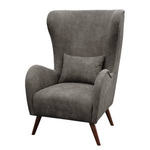 Oorfauteuil Madame Lebon II antieke leerlook - Donkergrijs