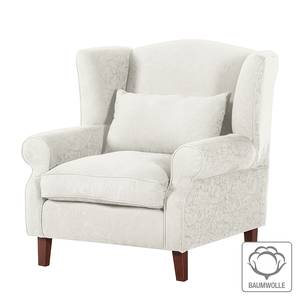 Fauteuil à oreilles Sofia Tissu en coton beige - Motif floral