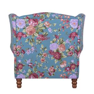 Oorfauteuil Sofia XXL turquoise geweven stof - bloemenpatroon