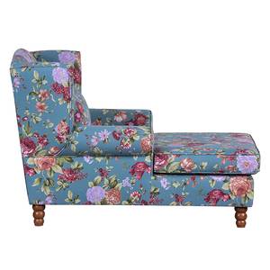 Oorfauteuil Sofia XXL turquoise geweven stof - bloemenpatroon