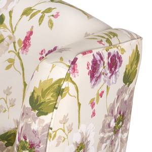 Fauteuil à oreilles Summer Romance Tissu - Beige à fleurs - Avec repose-pieds