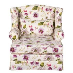 Fauteuil à oreilles Summer Romance XXL Tissu - Beige à fleurs