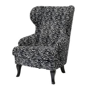 Ohrensessel Zebra Strukturstoff Schwarz/Weiß