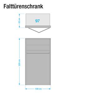 Panoramaschrank Torino Eiche teilmassiv - Eiche - Breite: 100 cm - 2 Türen - Mit Beleuchtung