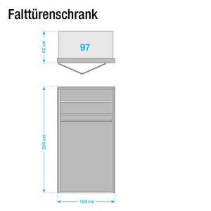 Panoramaschrank Torino Eiche - Breite: 100 cm - 2 Türen - Mit Beleuchtung