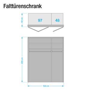 Panoramaschrank Torino Eiche - Breite: 150 cm - 3 Türen - Mit Beleuchtung