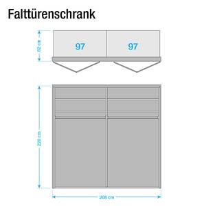 Panoramaschrank Torino Eiche teilmassiv - Eiche - Breite: 200 cm - 4 Türen - Mit Beleuchtung