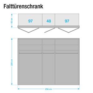 Panoramaschrank Torino Eiche - Breite: 250 cm - 5 Türen - Mit Beleuchtung