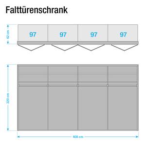 Panoramaschrank Torino Eiche - Breite: 400 cm - 8 Türen - Mit Beleuchtung