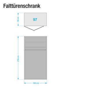 Panoramaschrank Torino Eiche - Breite: 100 cm - 2 Türen - Ohne Beleuchtung