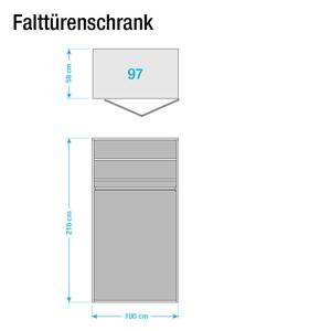 Armoire panorama Torino Chêne partiellement massif - Chêne - Largeur : 100 cm - 2 porte - Sans éclairage