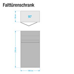 Panoramaschrank Torino Eiche teilmassiv - Eiche - Breite: 100 cm - 2 Türen - Ohne Beleuchtung