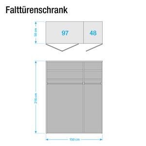 Armoire panorama Torino Chêne partiellement massif - Chêne - Largeur : 150 cm - 3 portes - Sans éclairage