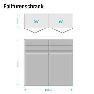 Panoramaschrank Torino Eiche teilmassiv - Eiche - Breite: 200 cm - 4 Türen - Ohne Beleuchtung