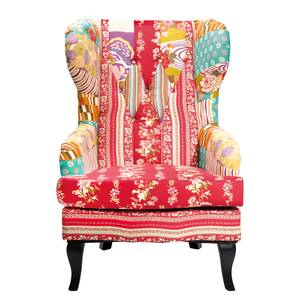 Fauteuil à oreilles Patchwork Tissu rouge