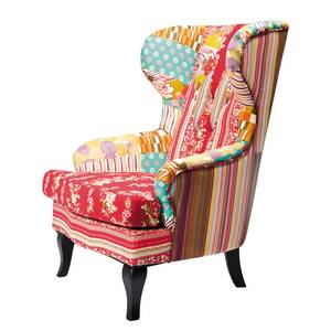 Fauteuil Wing Patchwork Tissu rouge