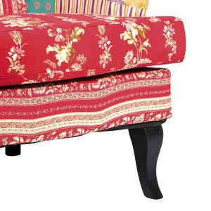 Fauteuil Wing Patchwork Tissu rouge