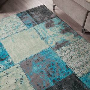 Tappeto patchwork Pat cotone - turchese / grigio