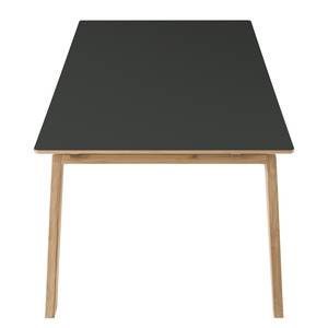 Eettafel Liendo II (met uitschuiffunctie) - deels massief - Antracietkleurig/Eikenhout licht