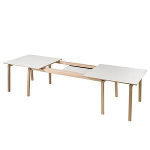 Eettafel Liendo II (met uitschuiffunctie) - deels massief - Wit/Eikenhout licht