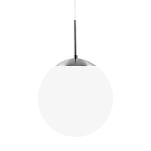 Pendelleuchte Cafe Metall/Glas - Silber/OpalWeiß - Durchmesser Lampenschirm: 30 cm