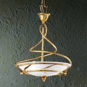 Hanglamp Cilenta metaal/glas - goudkleurig/wit - 3 lichtbronnen