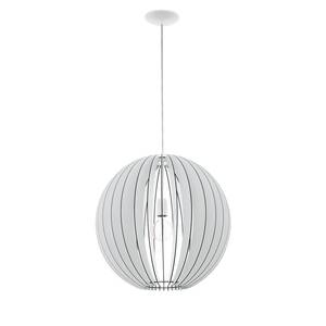 Pendelleuchte Cossano Ahorn massiv / Stahl - 1-flammig - Weiß - Durchmesser Lampenschirm: 50 cm