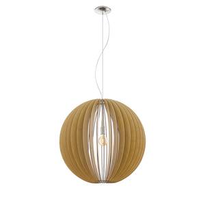 Hanglamp Cossano III staal - 1 lichtbron - Esdoornhouten look - Diameter: 70 cm