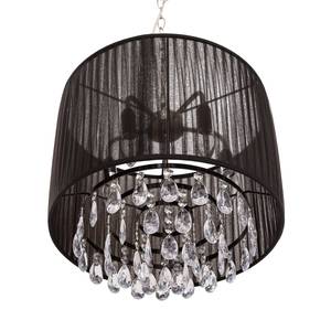 Hanglamp Eloise organza/plexiglas - 5 lichtbronnen - Zwart