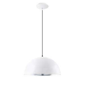 Suspension Gaetano I Acier - 1 ampoule - Blanc / Argenté - Abat-jour diamètre : 38 cm