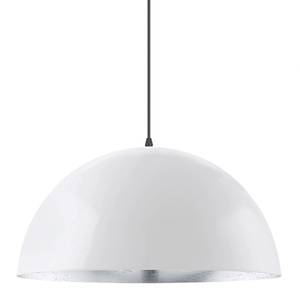 Hanglamp Gaetano I staal - 1 lichtbron - Wit/zilverkleurig - Diameter lampenkap: 38 cm