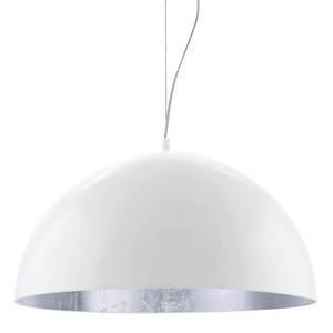 Pendelleuchte Gaetano I Stahl - 1-flammig - Weiß / Silber - Durchmesser Lampenschirm: 53 cm