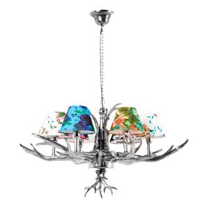 Hanglamp HL Antler Flowers metaal/stof 6 lichtbronnen