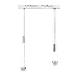 Struttura lampada a sospensione 2 luci - Nichel opaco/Cromato - Luce M6/LED Medium2