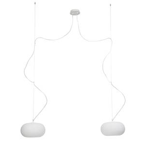 Hanglamp Mailand metaal/wit glas 2 lichtbronnen