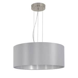 Suspension Maserlo II Tissu / Acier - 3 ampoules - Gris / Argenté