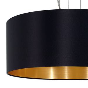 Hanglamp Maserlo II geweven stof/staal - 3 lichtbronnen - Zwart/goudkleurig