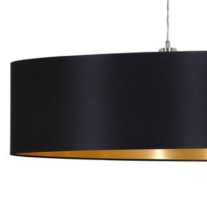 Pendelleuchte Maserlo III Webstoff / Stahl - 2-flammig - Schwarz / Gold - Breite: 100 cm