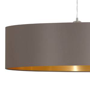 Hanglamp Maserlo III geweven stof/staal - 2 lichtbronnen - Taupe/Goudkleurig - Breedte: 100 cm