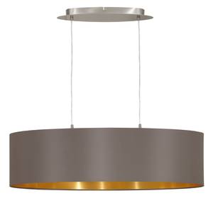 Hanglamp Maserlo III geweven stof/staal - 2 lichtbronnen - Cappuccinokleurig/Goudkleurig - Breedte: 78 cm