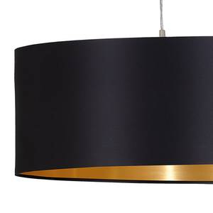 Hanglamp Maserlo III geweven stof/staal - 2 lichtbronnen - Zwart/goudkleurig - Breedte: 78 cm
