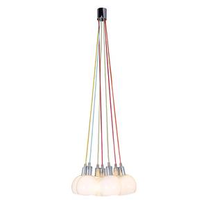 Hanglamp metaal/glas zilverkleurig 7 lichtbronnen