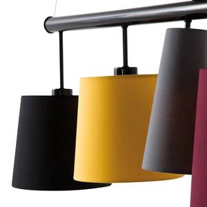Hanglamp Parecchi geweven stof/staal - 5 lichtbronnen - Geel/zwart