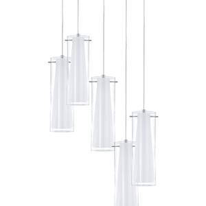 Hanglamp Pinto opaalglas/staal - 5 lichtbronnen - 5