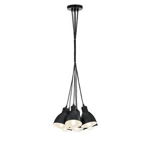 Hanglamp Priddy I staal - 7 lichtbronnen - Zwart