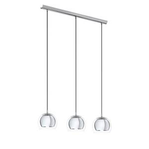 Hanglamp Rocamar I glas/staal - 1 lichtbron - Chrome - Aantal lichtbronnen: 3