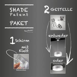 Pendelleuchte Shade Eisen / Stoff - 3-flammig - Beige / Braun - Durchmesser Lampenschirm: 40 cm